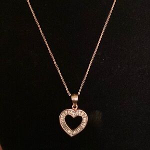 Rose Gold 925 SS Heart Pendant Chain Necklace